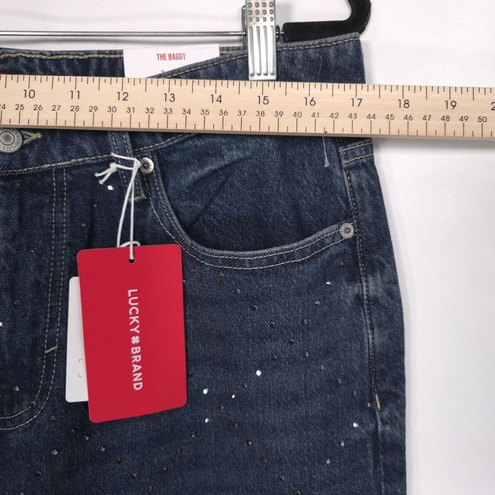 LUCKY & BRAND Womens New Jeans THE BAGGY 10/30R Rhinestone Comfort Blue - Picture 6 of 16